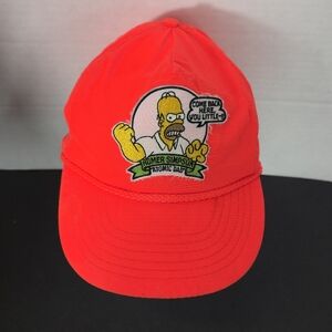 Vintage The Simpsons Snapback Hat Cap Homer Atmoic Dad Neon Orange